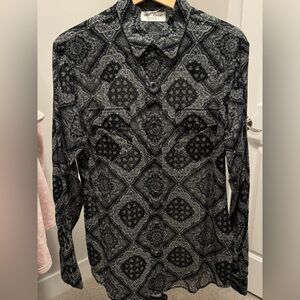 Saint Laurent Black and Gray Patterned Men's Shirt